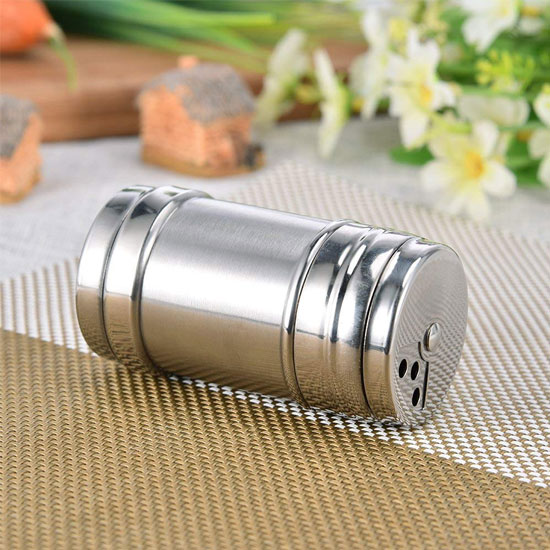 2 Piece Set of Stainless Steel Seasoning, Spice, Salt & Pepper Shaker, - Image 3