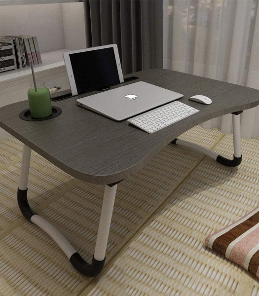 Foldable Bed Tray Lap Desk/Portable with Phone Slots Notebook Table Dorm Desk/ Folding Small Dormitory Table