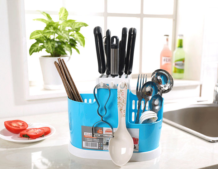 Plastic Drain Rack Kitchen Storage, Kitchenware Organizer Chopsticks Fork Spoon etc - Image 2