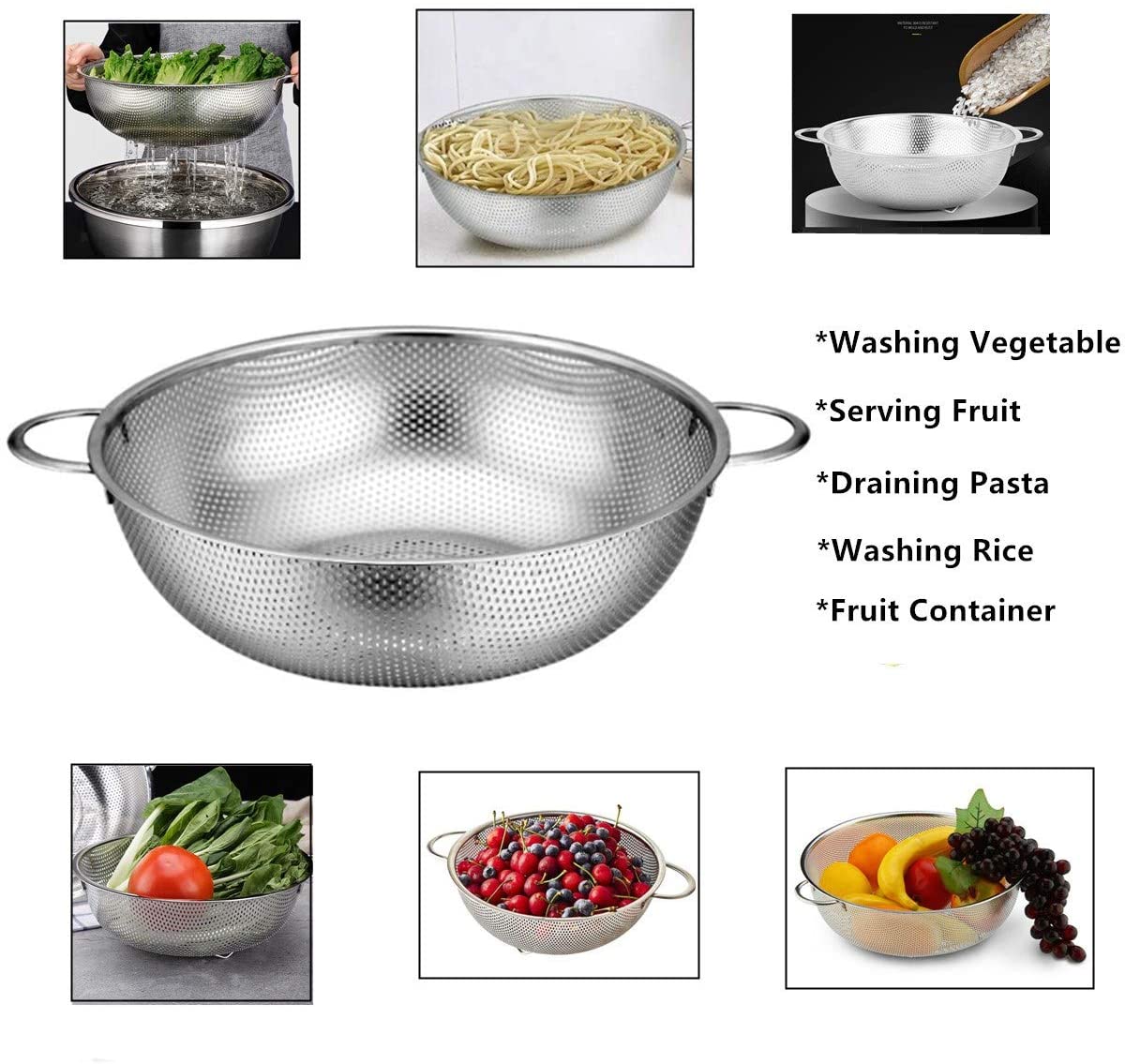 Small Stainless Steel Colander / Strainer / Food Drainer - Image 3