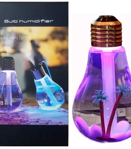 Rechargeable Bulb Shape Humidifier with 7 Color Changing LED lights, 400ml