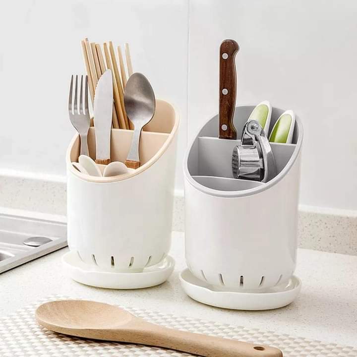 Self Draining Organizer- Spoons, Knife Cutlery Storage Holder Stand - Image 2
