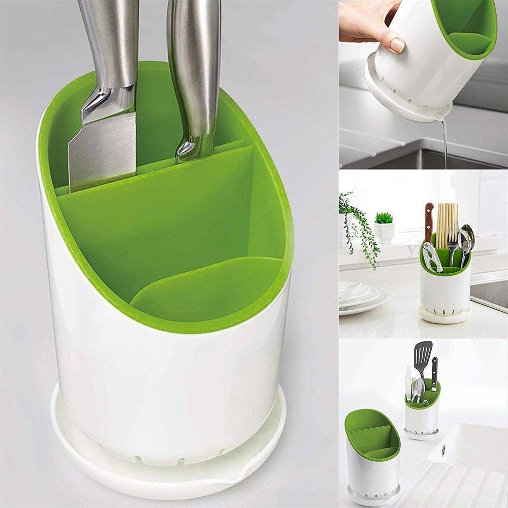 Self Draining Organizer- Spoons, Knife Cutlery Storage Holder Stand - Image 4