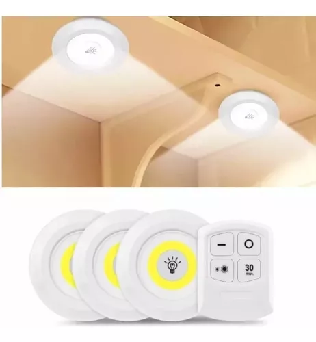 Set of 3 Wireless LED Night Light Dimmable Under Cabinet & Wardrobe Light