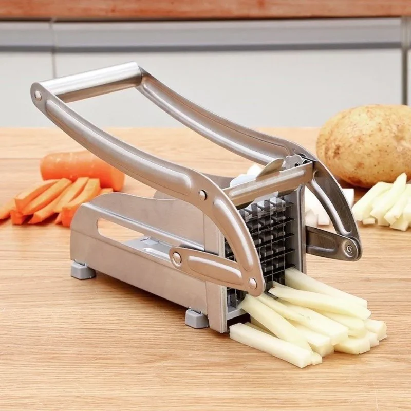 2-Blade Manual French Fry Cutter, Stainless Steel Potato & Vegetable Slicer - Image 2