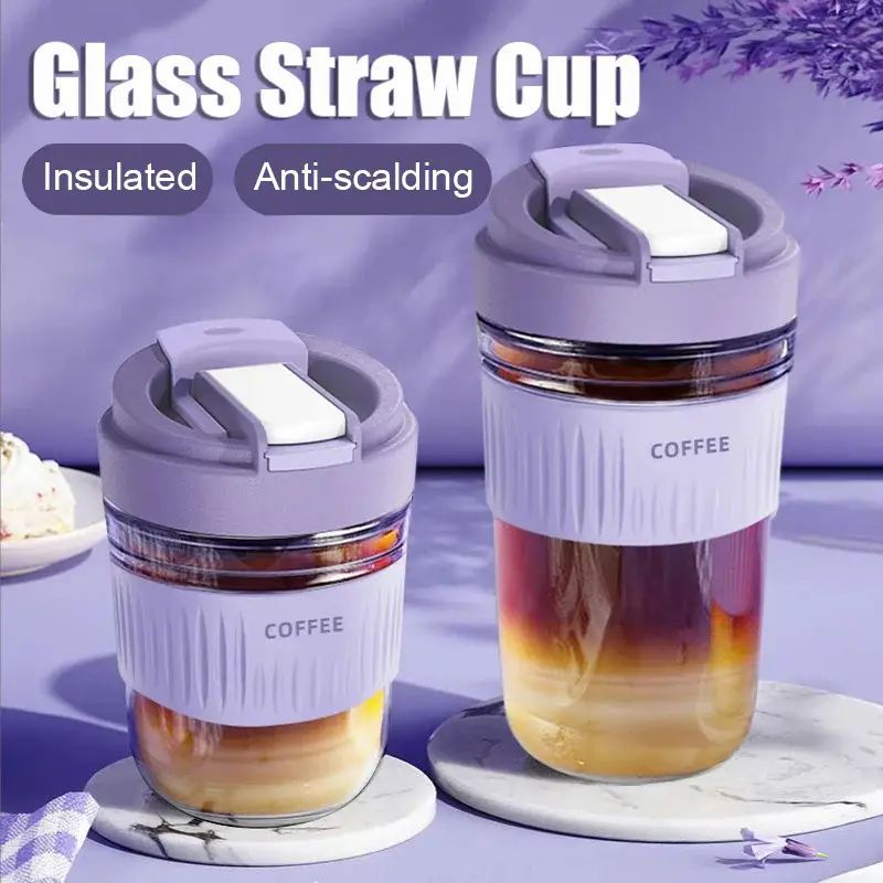 2 In 1 Glass Straw Sipper Cup