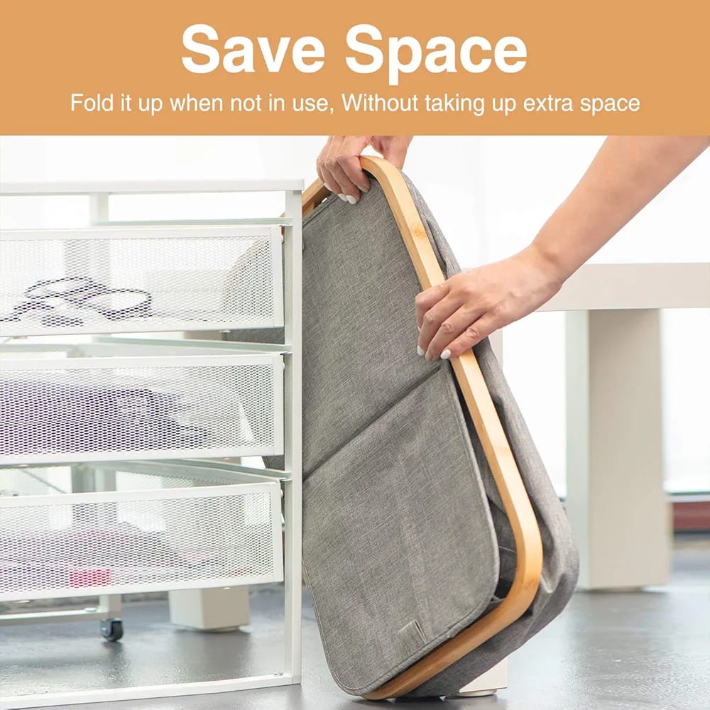 Collapsible 2 Portion Laundry Basket\Box with Wooden Lid - Image 2