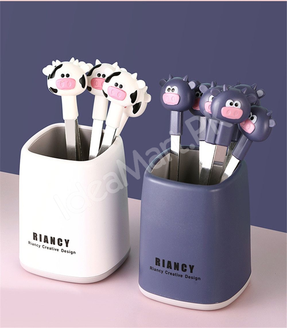 stainless-steel-6-piece-dessert-forks-set-with-holder-for-cake-salad-dining-use-product-image