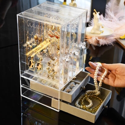 jewelry-organizer-display-case-with-2-drawers-acrylic-box-for-earrings-necklaces-product-image
