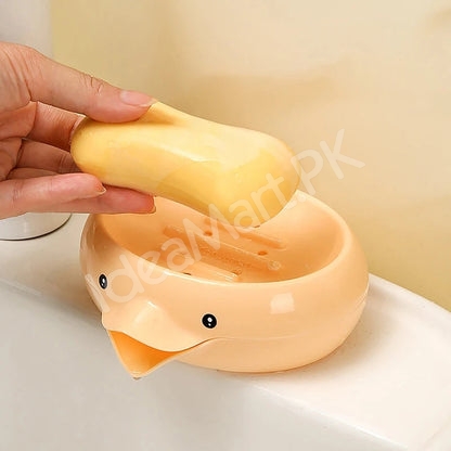 self-draining-plastic-duck-shape-soap-dish-for-bathroom-kitchen-product-image
