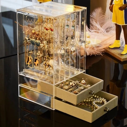 jewelry-organizer-display-case-with-2-drawers-acrylic-box-for-earrings-necklaces-product-image