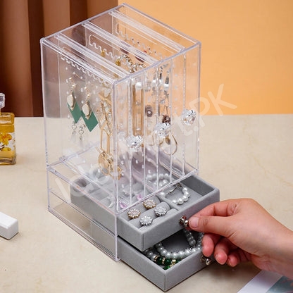 jewelry-organizer-display-case-with-2-drawers-acrylic-box-for-earrings-necklaces-product-image