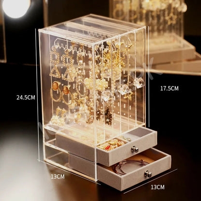 jewelry-organizer-display-case-with-2-drawers-acrylic-box-for-earrings-necklaces-product-image