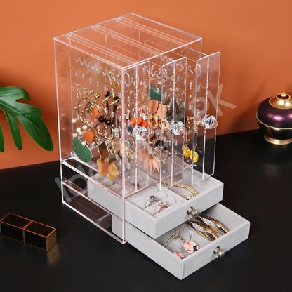jewelry-organizer-display-case-with-2-drawers-acrylic-box-for-earrings-necklaces-product-image