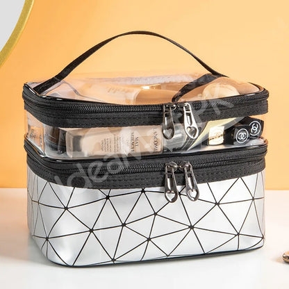 multifunction-2-layer-transparent-cosmetic-bagwith-handle-for-organizing-toiletries-product-image