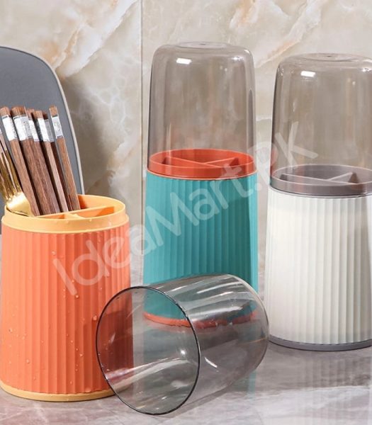 3-grid-plastic-cutlery-holder-with-transparent-lid-for-kitchen-countertop-or-drawer-organization-product-image