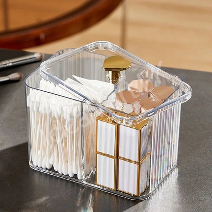 acrylic-cotton-swab-holder-with-3-compartments-lid-for-bathroom-vanity-product-image