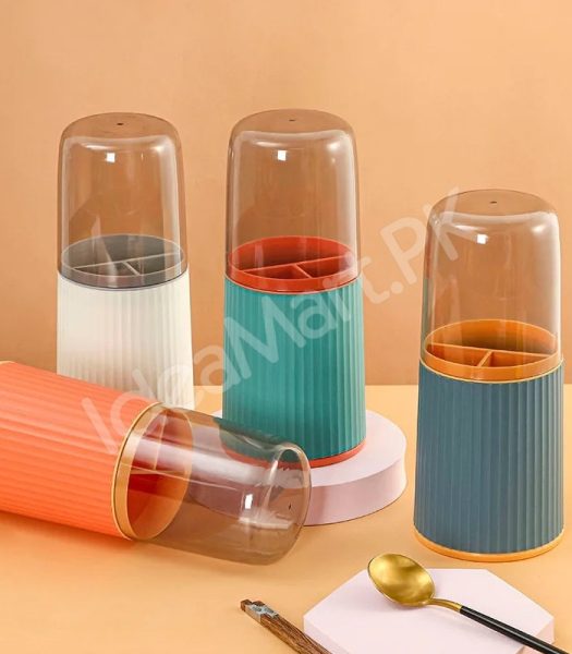 3-grid-plastic-cutlery-holder-with-transparent-lid-for-kitchen-countertop-or-drawer-organization-product-image