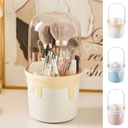 360-rotating-plastic-brush-holder-with-transparent-lid-6-grids-for-concealer-pens-storage-product-image
