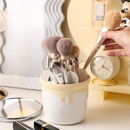 360-rotating-plastic-brush-holder-with-transparent-lid-6-grids-for-concealer-pens-storage-product-image
