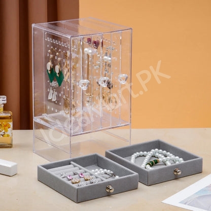 jewelry-organizer-display-case-with-2-drawers-acrylic-box-for-earrings-necklaces-product-image
