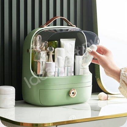 portable-waterproof-plastic-cosmetic-organizer-with-1-drawer-handle-for-desktop-makeup-storage-product-image