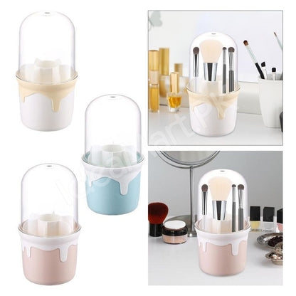 360-rotating-plastic-brush-holder-with-transparent-lid-6-grids-for-concealer-pens-storage-product-image
