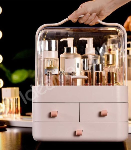 portable-acrylic-cosmetic-organizer-with-handle-drawer-for-countertop-storage-product-image