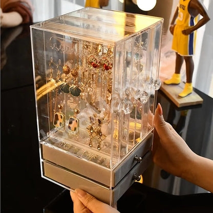 jewelry-organizer-display-case-with-2-drawers-acrylic-box-for-earrings-necklaces-product-image