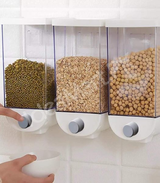 1000ml-plastic-wall-mounted-grain-storage-box-for-cereal-rice-oatmeal-dispensing-product-image