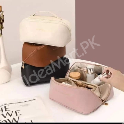 leather-cosmetic-bag-with-handle-multiple-grids-for-toiletry-storage-product-image