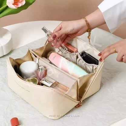 leather-cosmetic-bag-with-handle-multiple-grids-for-toiletry-storage-product-image