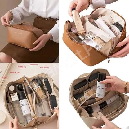 leather-cosmetic-bag-with-handle-multiple-grids-for-toiletry-storage-product-image