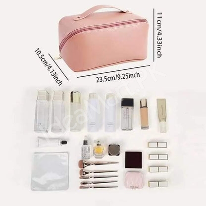 leather-cosmetic-bag-with-handle-multiple-grids-for-toiletry-storage-product-image