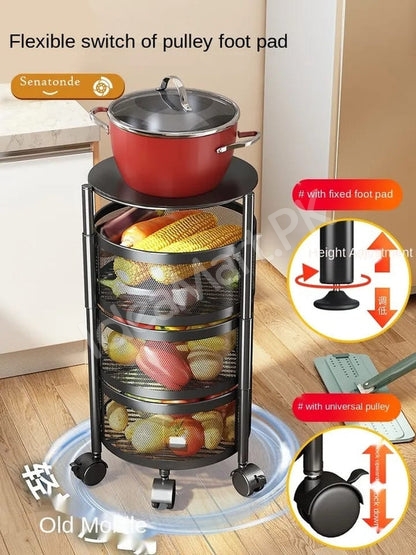 metallic-body-round-rotating-kitchen-organizer-with-wheels-product-image