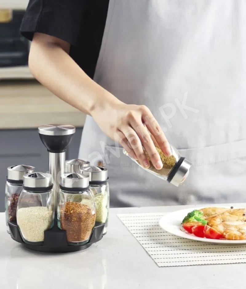 6-piece-glass-spice-jar-set-with-stainless-steel-lids-360-rotating-stand-for-herbs-salt-pepper-storage-product-image
