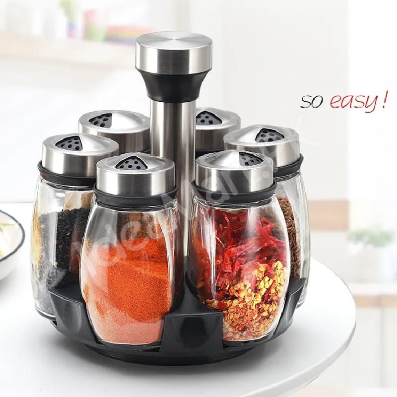 6-piece-glass-spice-jar-set-with-stainless-steel-lids-360-rotating-stand-for-herbs-salt-pepper-storage-product-image