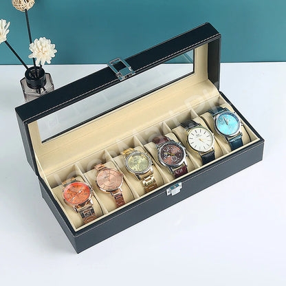 6-grid-leather-watch-box-with-glass-for-jewellery-sunglasses-storage-product-image