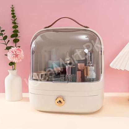 portable-waterproof-plastic-cosmetic-organizer-with-1-drawer-handle-for-desktop-makeup-storage-product-image