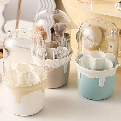 360-rotating-plastic-brush-holder-with-transparent-lid-6-grids-for-concealer-pens-storage-product-image