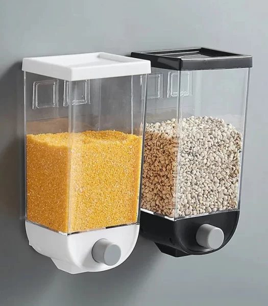 1000ml-plastic-wall-mounted-grain-storage-box-for-cereal-rice-oatmeal-dispensing-product-image