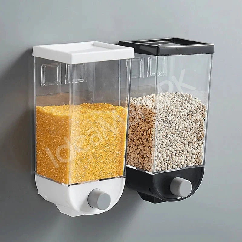 1000ml-plastic-wall-mounted-grain-storage-box-for-cereal-rice-oatmeal-dispensing-product-image