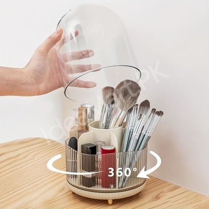 360-rotating-acrylic-makeup-brush-holder-with-7-grids-lid-for-bathroom-vanity-storage-product-image