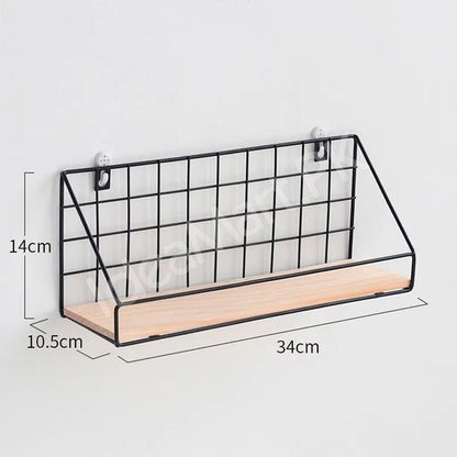 iron-wall-mounted-storage-rack-with-wooden-base-for-bathroom-kitchen-more-product-image