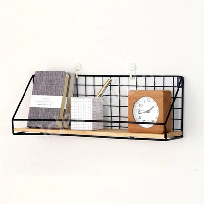 iron-wall-mounted-storage-rack-with-wooden-base-for-bathroom-kitchen-more-product-image