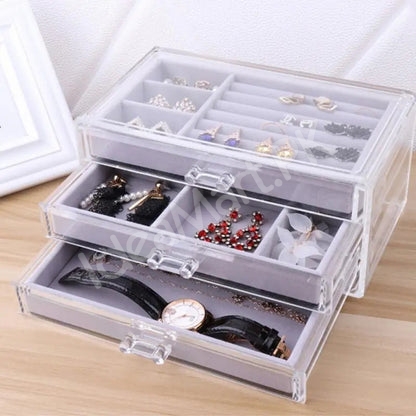 portable-acrylic-jewellery-organizer-with-3-drawers-lid-for-necklaces-watches-more-product-image
