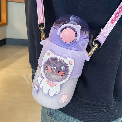 plastic-700ml-kid-water-bottle-with-straw-shoulder-strap-product-image