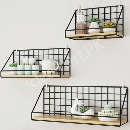 iron-wall-mounted-storage-rack-with-wooden-base-for-bathroom-kitchen-more-product-image