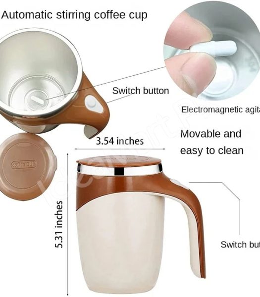 stainless-steel-rechargeable-automatic-self-stirring-coffee-mug-with-lid-for-tea-hot-chocolate-more-product-image