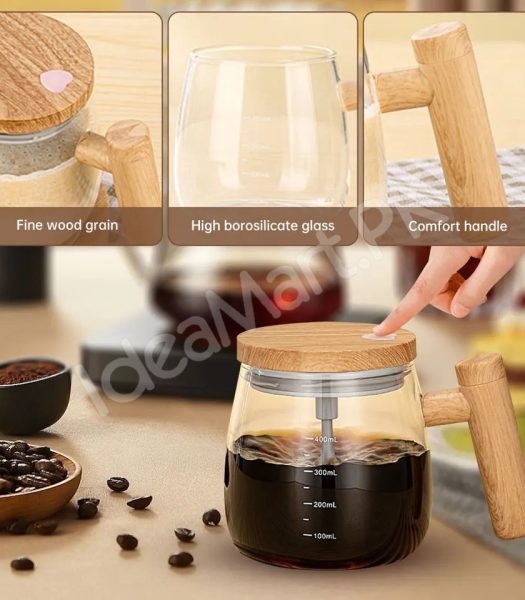400ml-rechargeable-electric-self-stirring-glass-cup-with-wooden-lid-handle-for-coffee-milk-drinks-product-image